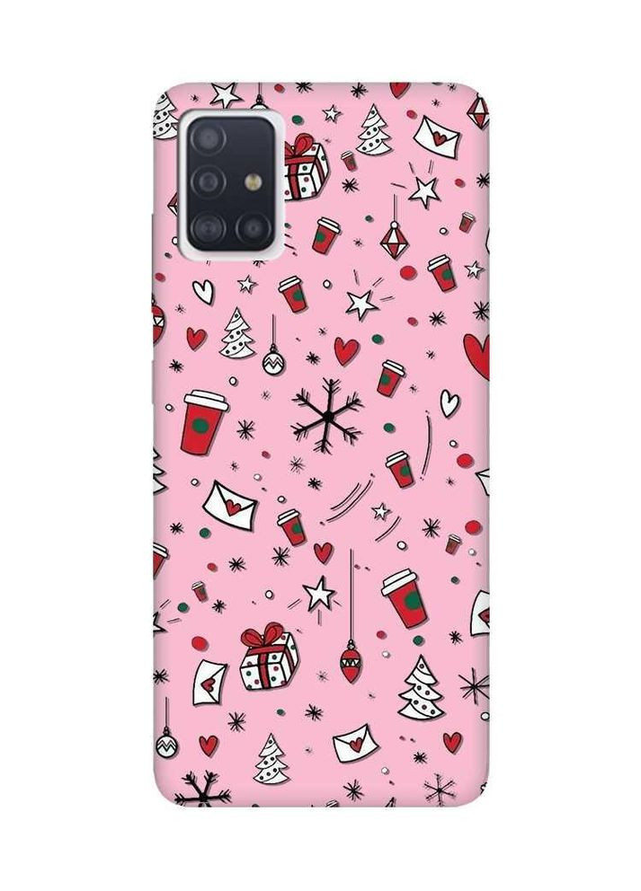 Матовий рожевий чохол на Samsung Galaxy A51 Святковий фон (новорічний принт 182) Creative (362970236)