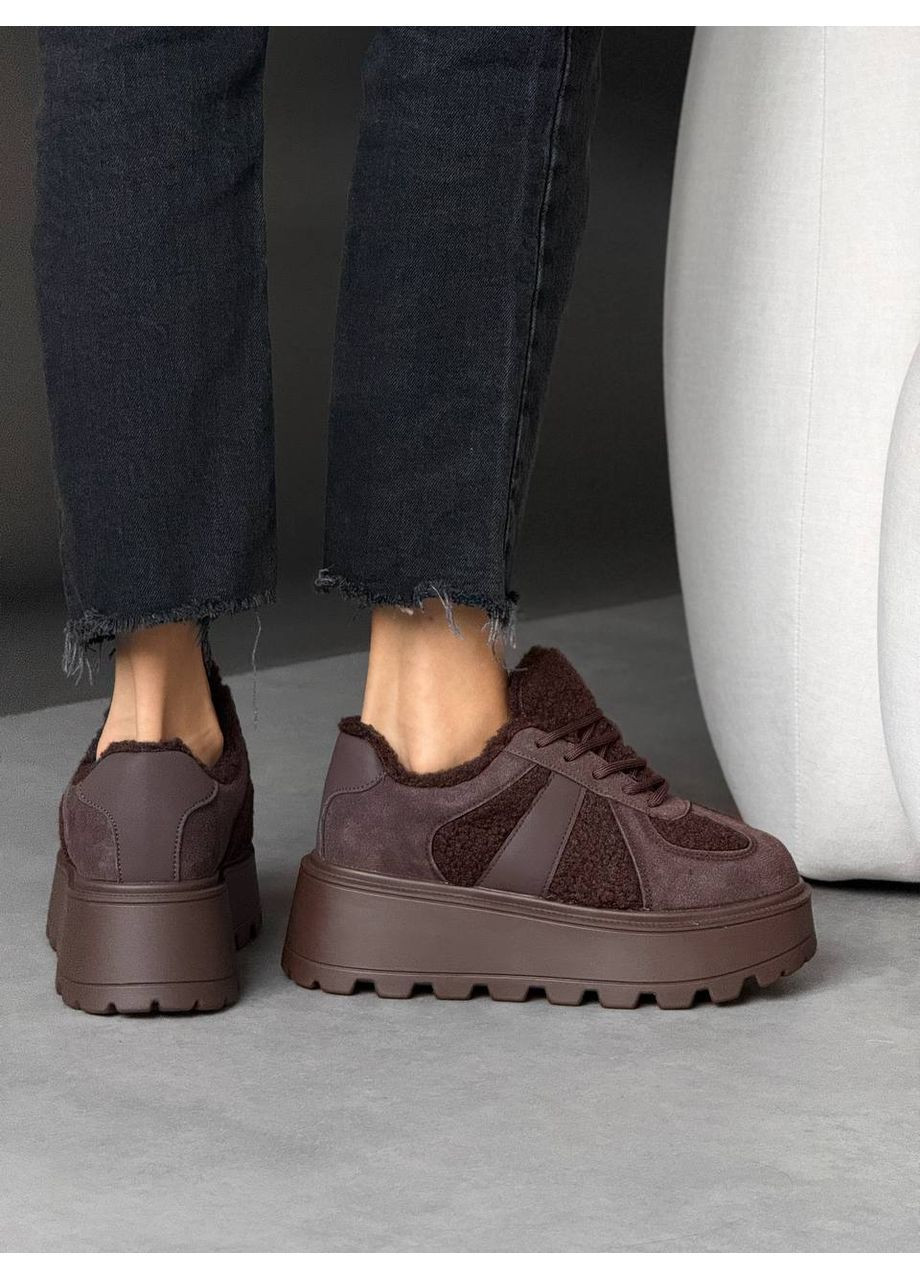 Стильні жіночі кросівки No Brand темно-коричневі зими (367832894)