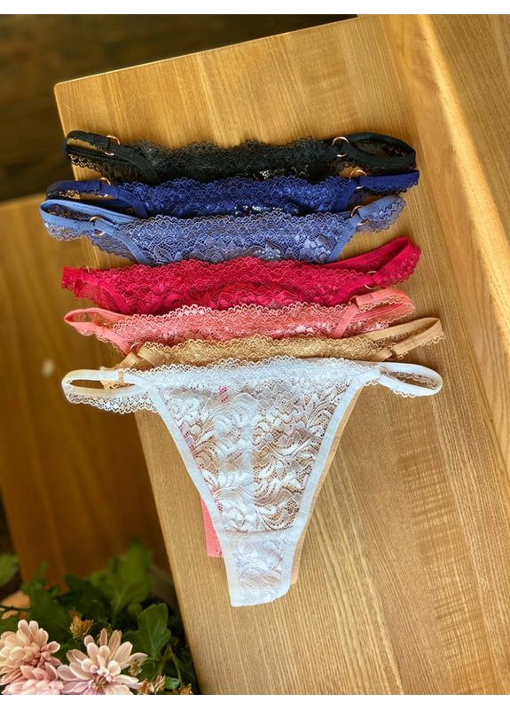 Мереживні стрінги з декоративними каблучками набір 6 шт UOKIN Стрінги (361851263)