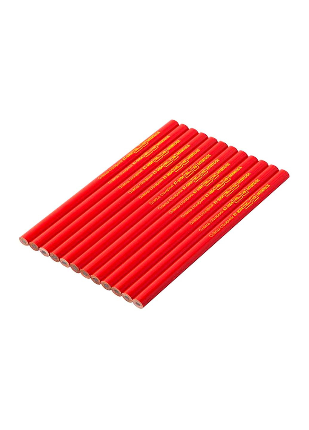 Олівець будівельний столярний 180 мм овальний для різних покриттів червоний (12 шт.) Intertool (332203878)