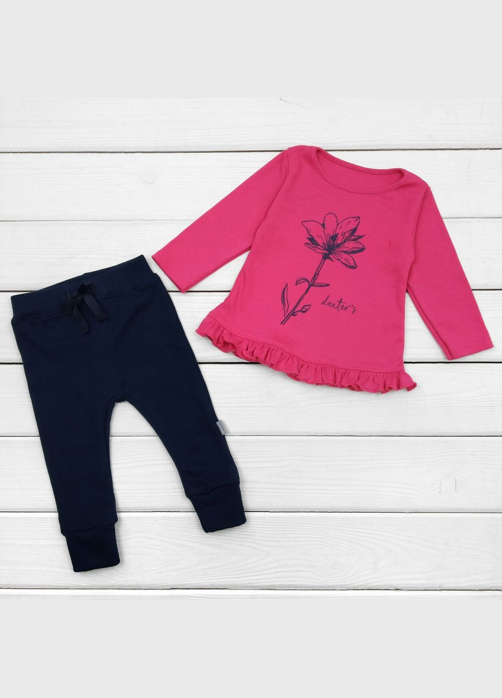 Комбинированный демисезонный свитшот dexter`s детский малиновый с брюками dexters розовый;темно-синий dexter's
