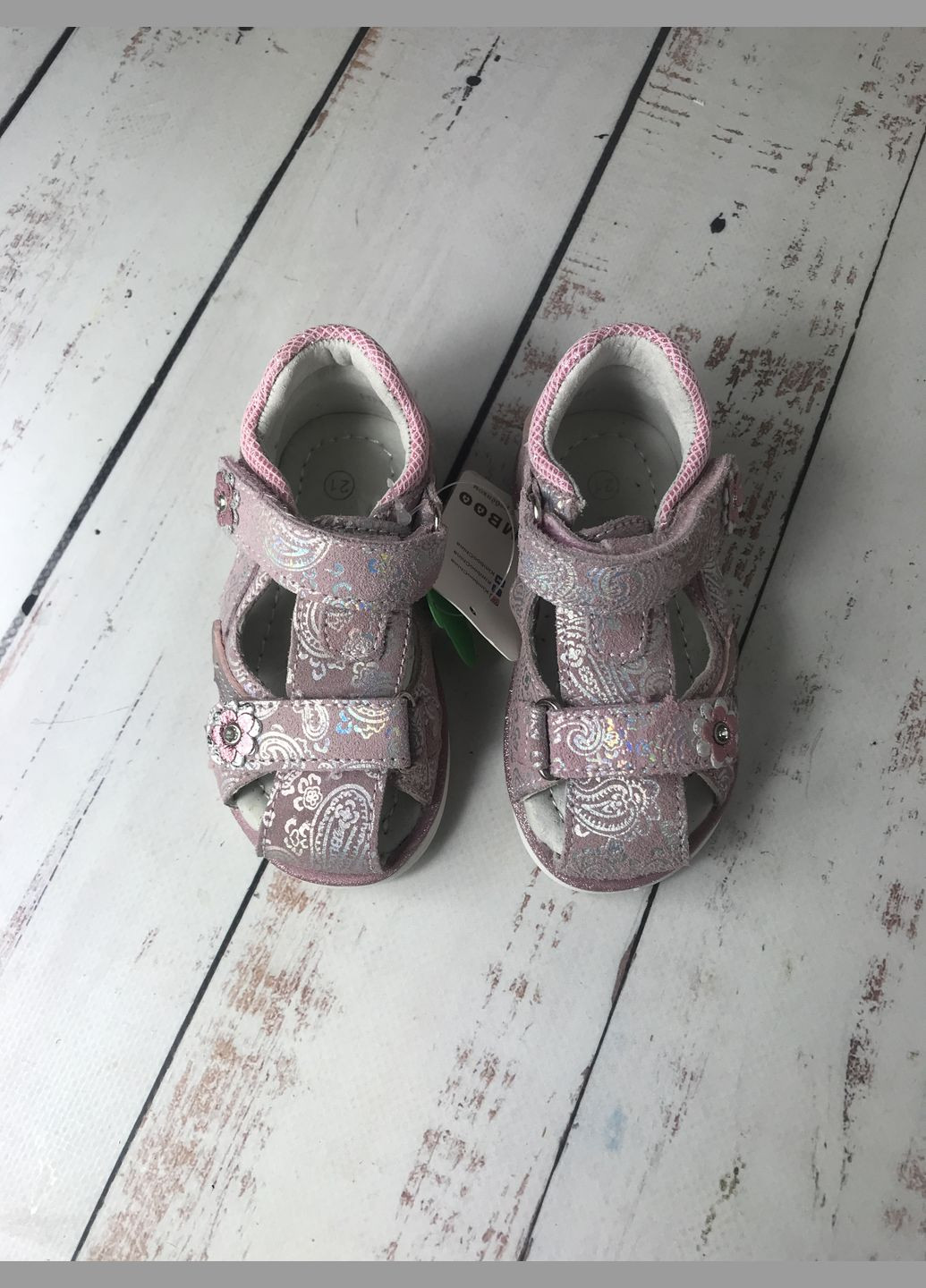 Розовые детские босоножки для девочек kimbo-o розовый (095) Kimboo с цветами