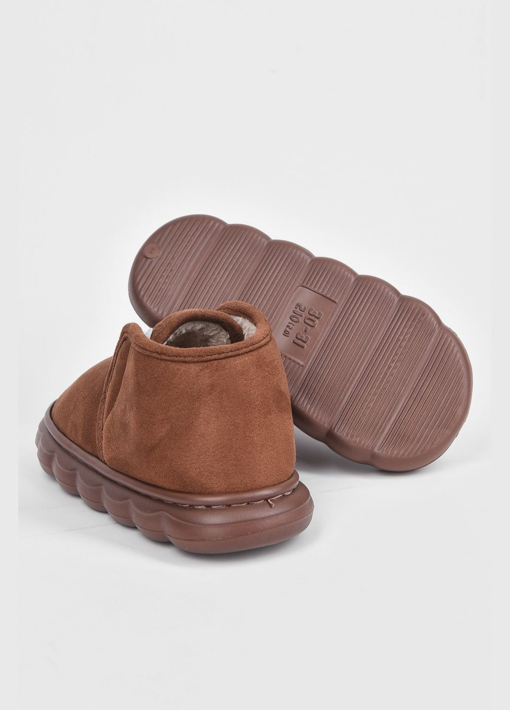 Капці дитячі коричневого кольору на хутрі Let's Shop (303397207)