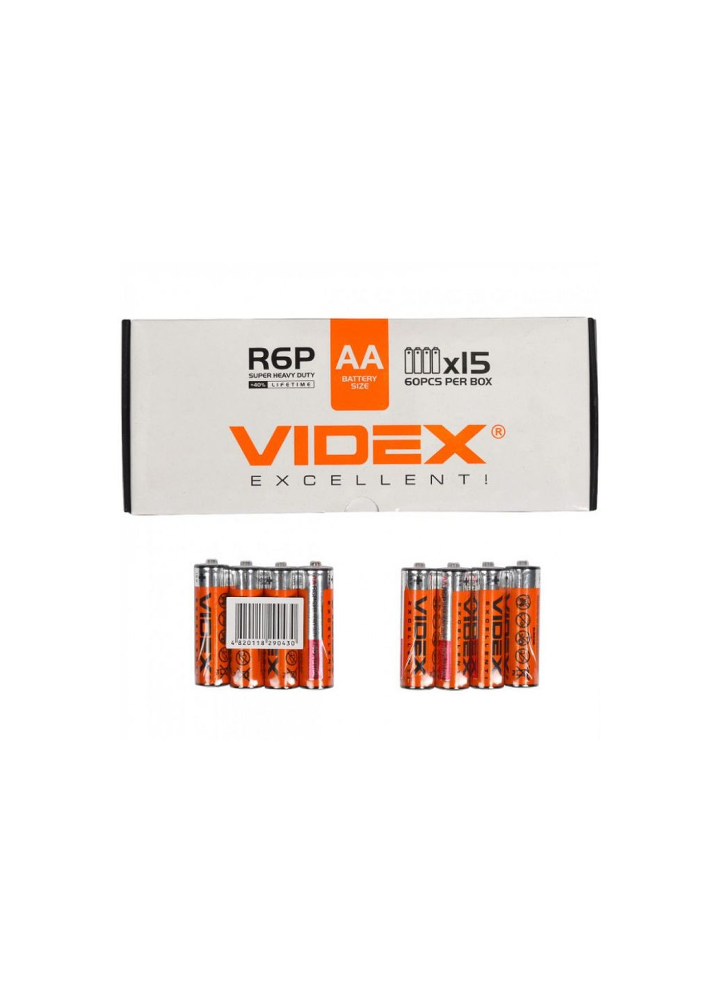 Батарейка Super Heavy Duty AA/R6 (60шт) Videx (370625659)