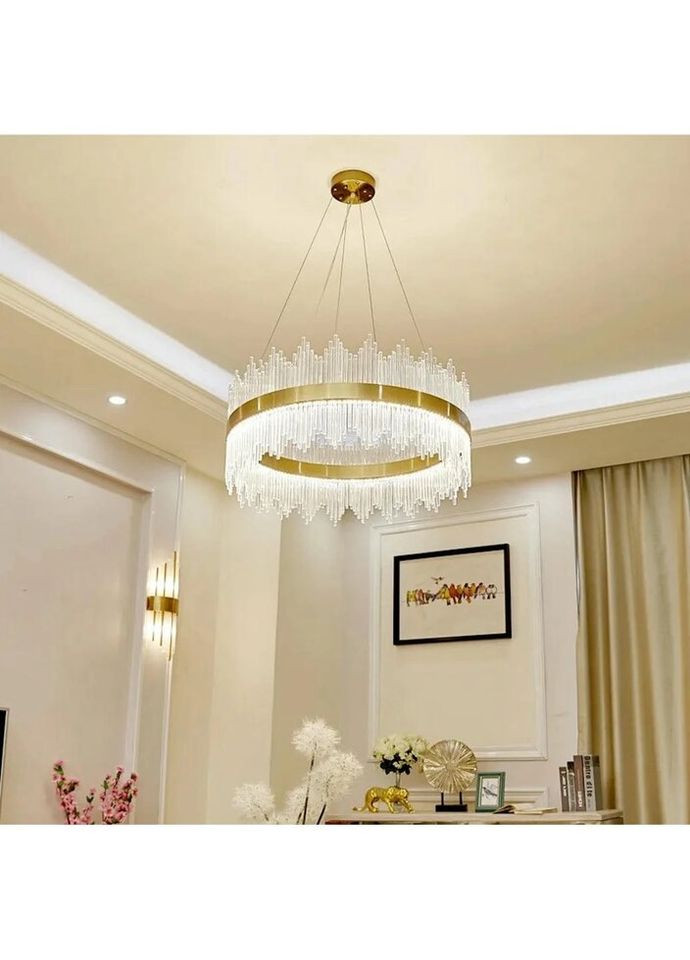 Люстра светодиодная подвесная LED светильник для квартиры на потолок лэд 26925 Золото 60-180х80х80 см. Sunnysky (335975540)