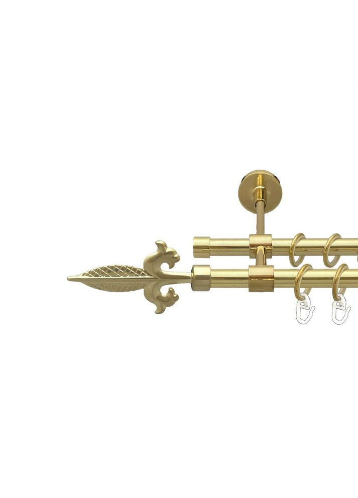 Карниз Генуя металевий дворядний закритий гладка труба Золото 16\16 мм 240 см (00-00014505) ORVIT (300283169)