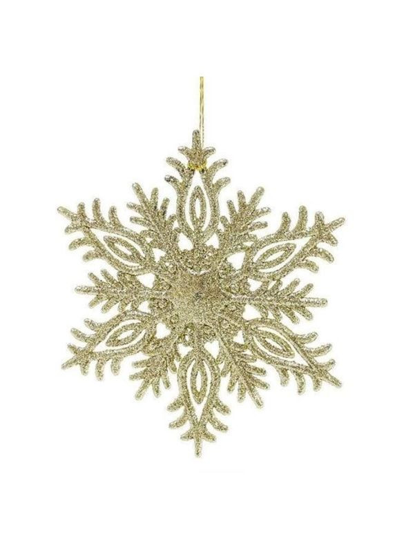 Новогодняя подвеска Снежинка золотая 15см. 12259 Flora (360640057)
