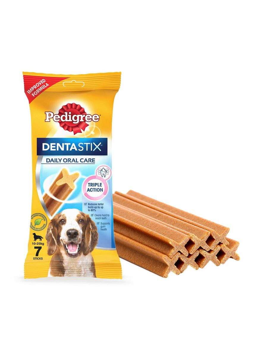 Ласощі Denta Stix для чищення зубів собак середніх порід 7 шт 180 гр Pedigree (266274059)