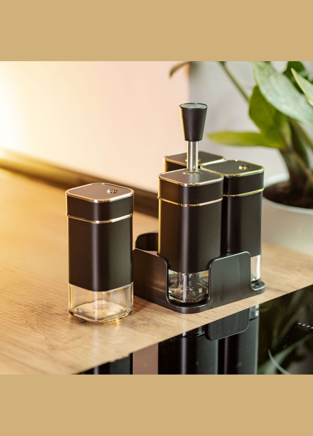 Набір ємностей для спецій на підставці 4 шт по 120 мл, Yiwu (328602772)