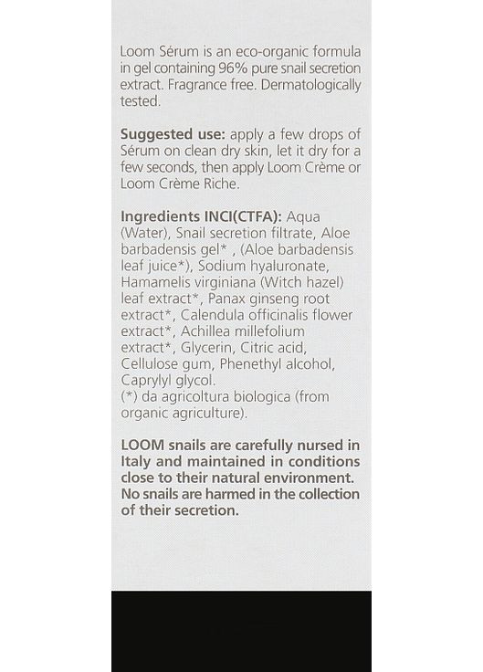 Сироватка для обличчя з екстрактом слизу равлика (96%) Loom Serum 30ml (286253-7583) Bioearth (368607425)