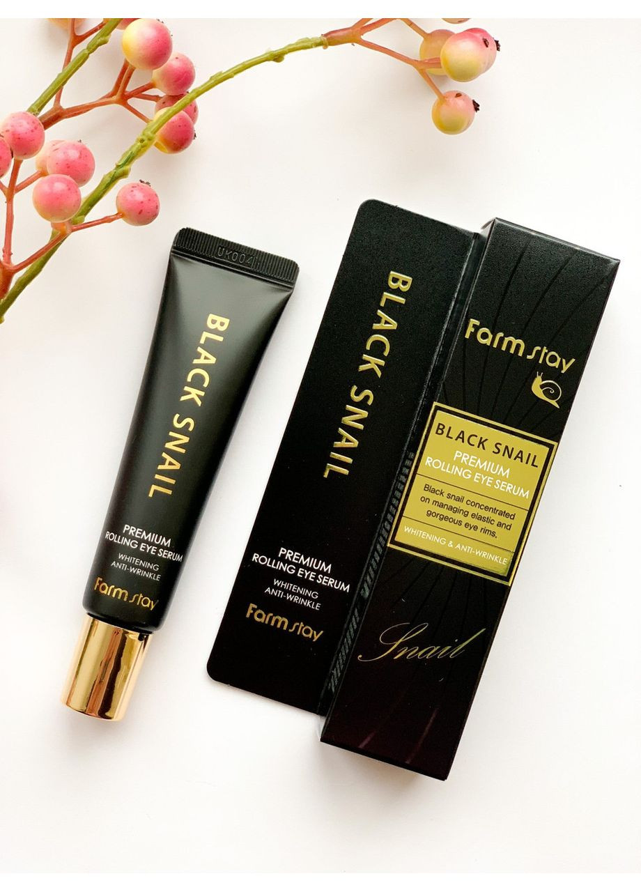 Сироватка для шкіри навколо очей із муцином чорного равлика Black Snail Premium Rolling Eye Serum 25 ml FarmStay (366973191)