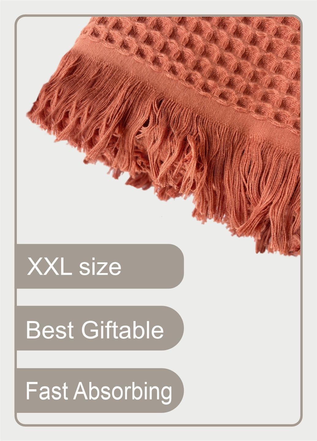 Вафельное полотенце - хлопок - для ванной, отелей, спа - XXL 90х180 см - Теракотовый Lovely Svi однотонный терракотовый