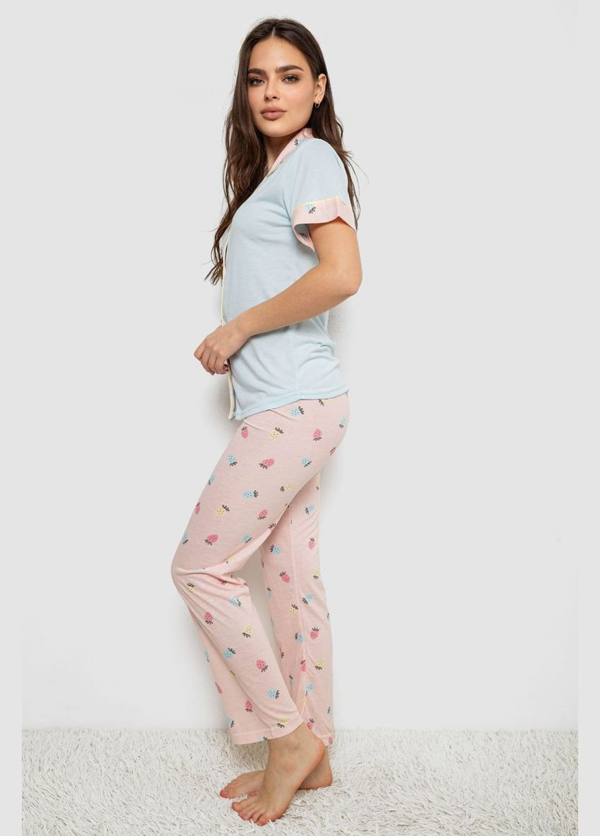 Блакитна всесезон жіноча піжама з принтом Fashion