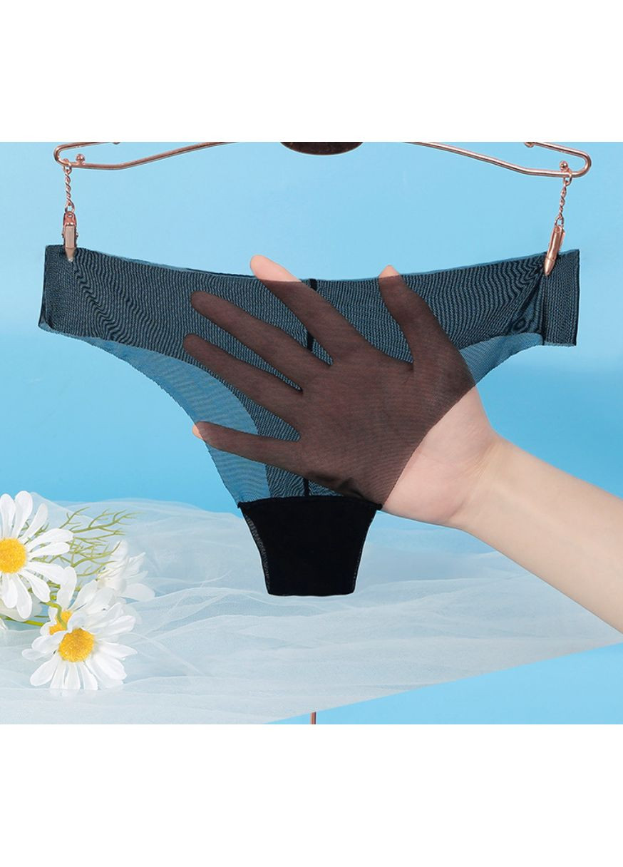 Жіночі тоненькі прозорі трусики-тонг чорні One size No Brand (322872446)