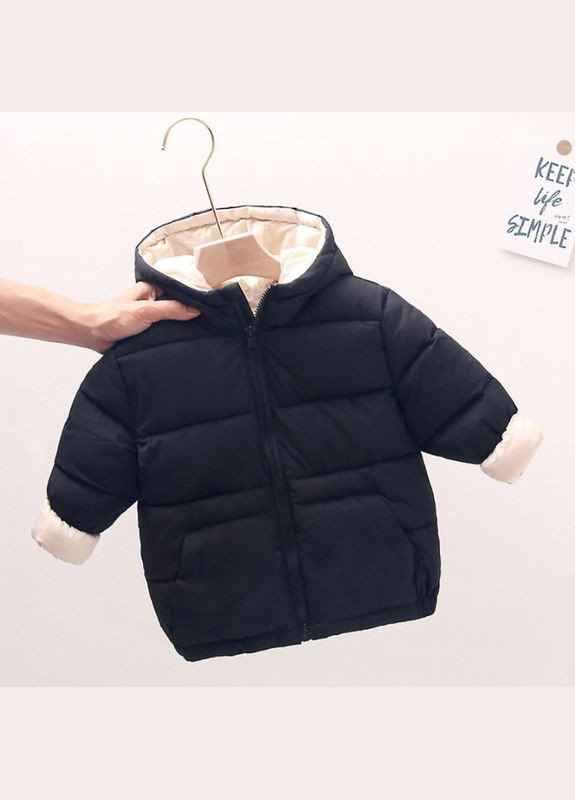 Чорна демісезонна куртка дитяча з капюшоном ( 100см) (9568) Qoopixie