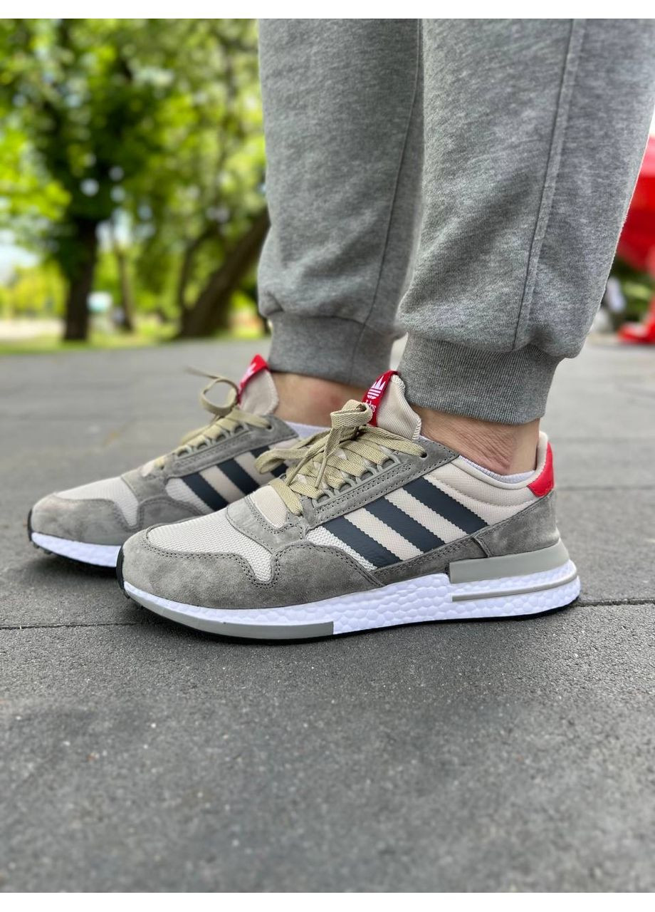 Серые демисезонные кроссовки мужские adidas zx 500 rm grey four адидас зх 500 серые No Brand