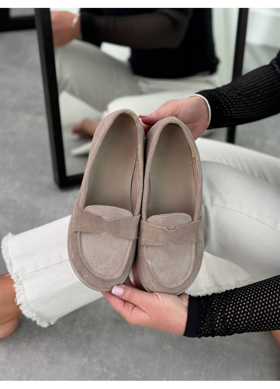 Женские лоферы женские efira из натуральной замши, темный беж. | светло-коричневые (361243424)