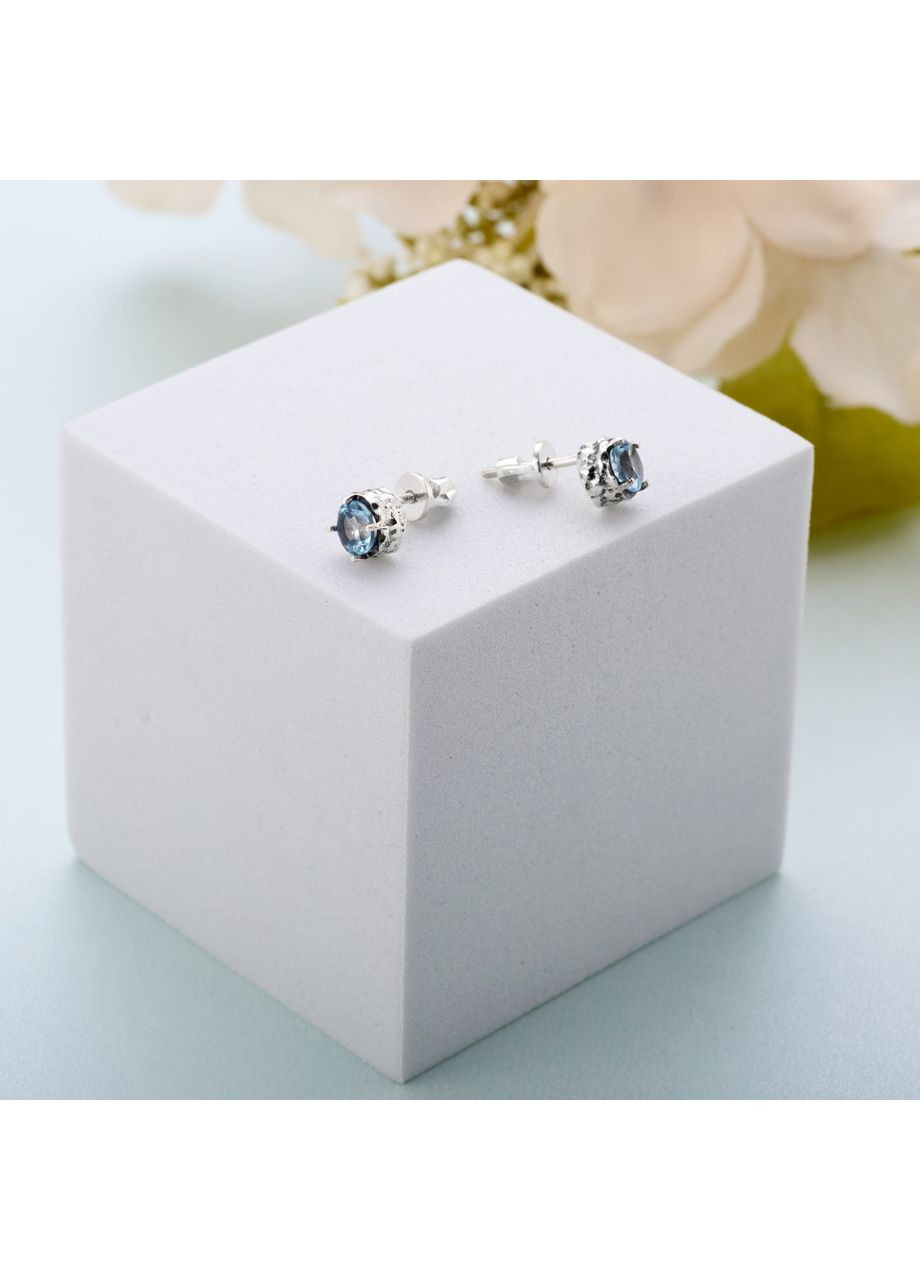 Пусеты серебряные Цефеида Голубой Топаз 925 Zirkon Skifska Etnika (364203049)