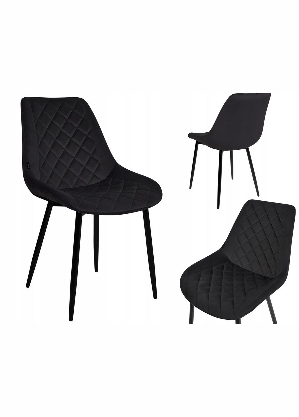 Обідній стілець Lagos велюровий чорний. Стиль - гламур No Brand (347311602)