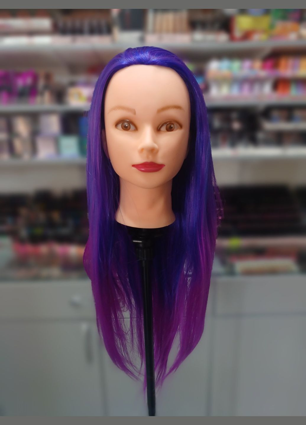 Голова навчальна кольорова зі штучним волоссям GLV-ET, Light purple-dark purple-light blue-dark blue YRE (337171852)