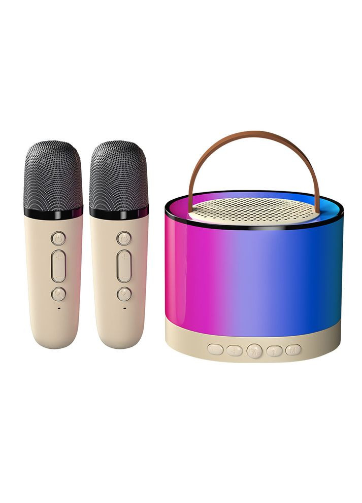 Колонка портативная K52 с Bluetooth и 2 караоке микрофонами, RGB подсветка, Бежевый No Brand (334011183)