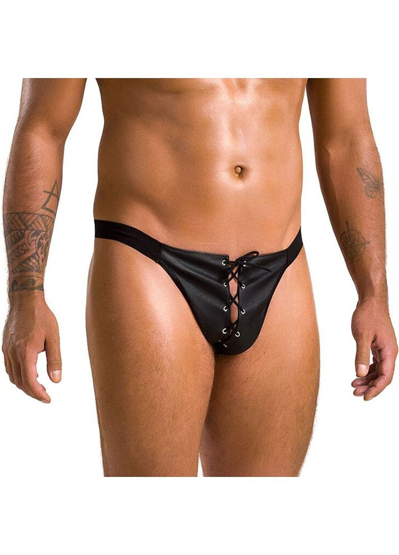 Мужские слипы на шнуровке 044 SLIP BEN XXL/XXXL Black, экокожа, люверсы Passion (369951039)