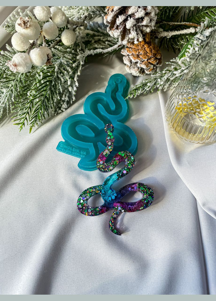 Молд Змія широка форма для новорічних іграшок на ялинку силіконова форма для епоксидної смоли No Brand (370566497)