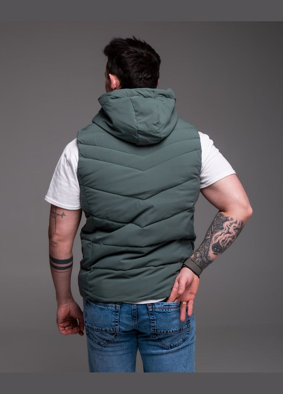 Утеплена чоловіча жилетка з капюшоном matte olive Stylish Touch (322872020)
