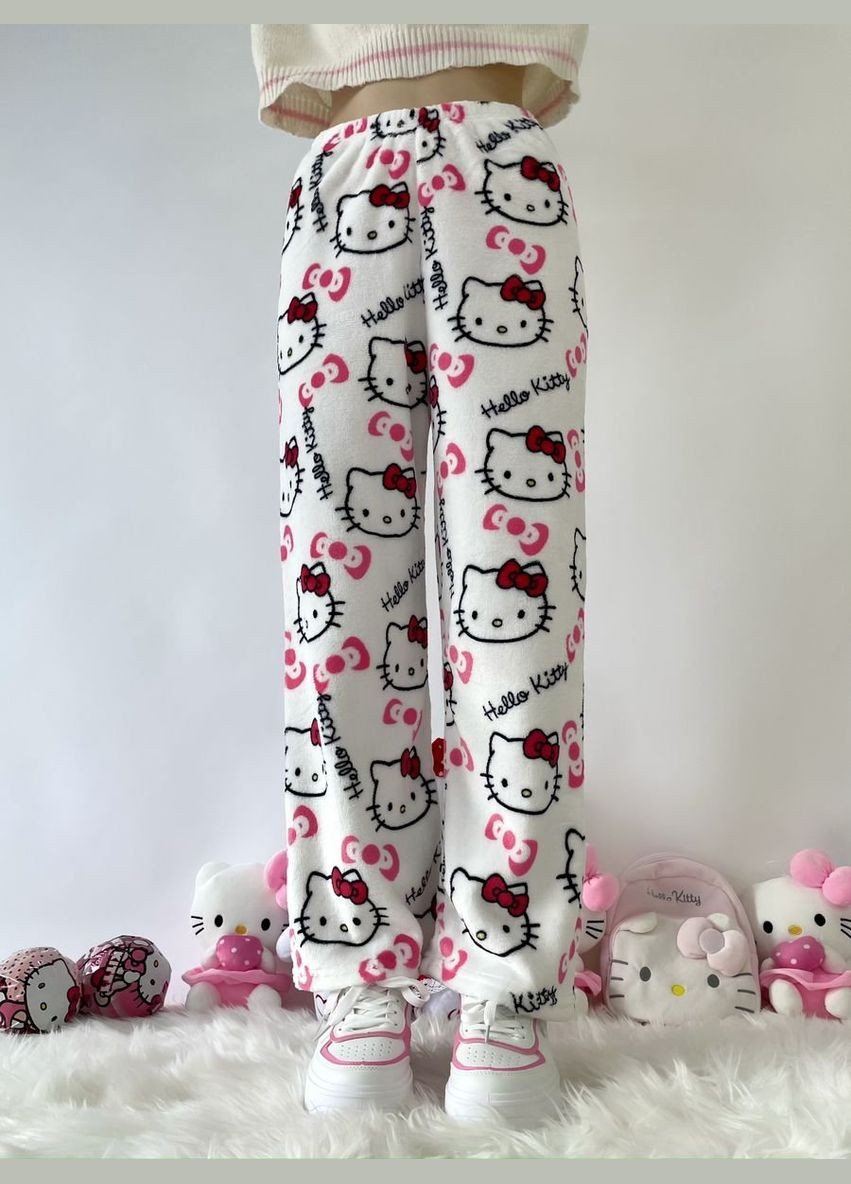Белая зимняя пижамные брюки женские размер 2xl (10293) Hello Kitty