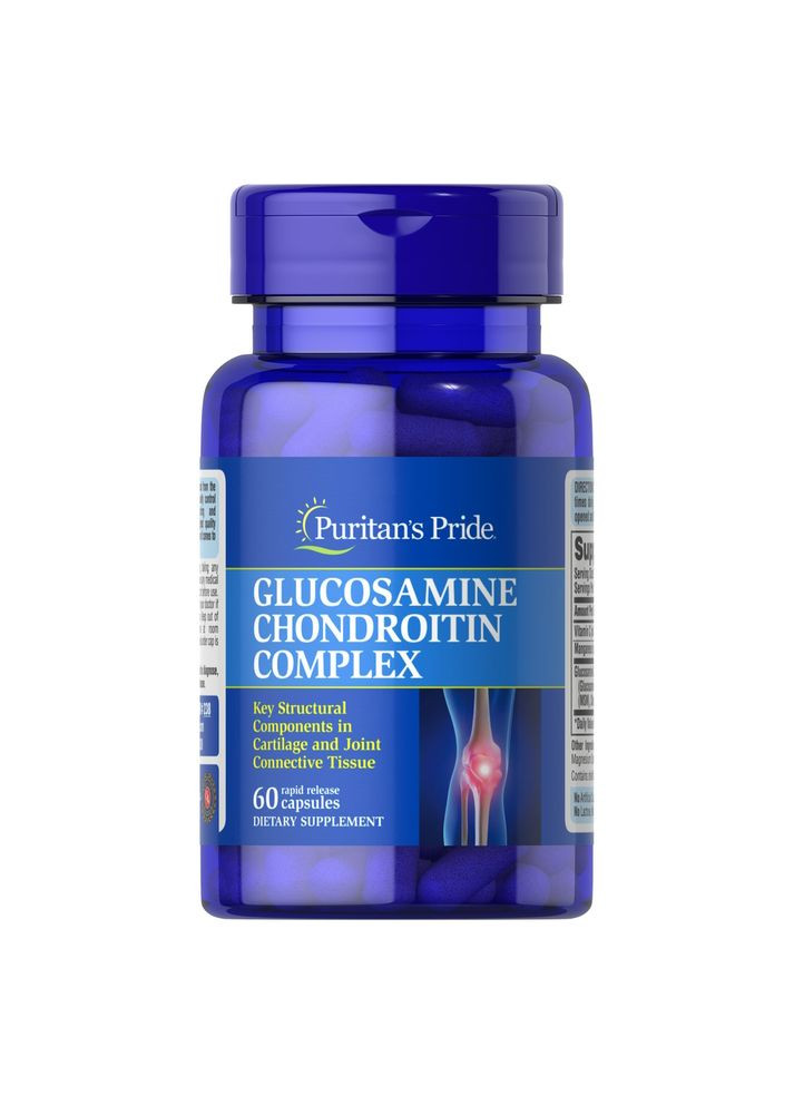 Хондропротектор, Puritan's Pride Glucosamine Chondroitin Complex, 60 капсул для підтримки суглобів Puritans Pride (334707378)