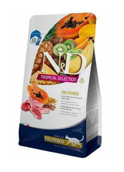 Сухой корм N&D Tropical Selection Cat Adult Neutered Lamb для взрослых кошек, с ягненком и тропическими фруктами, 1,5 кг Farmina (360544039)