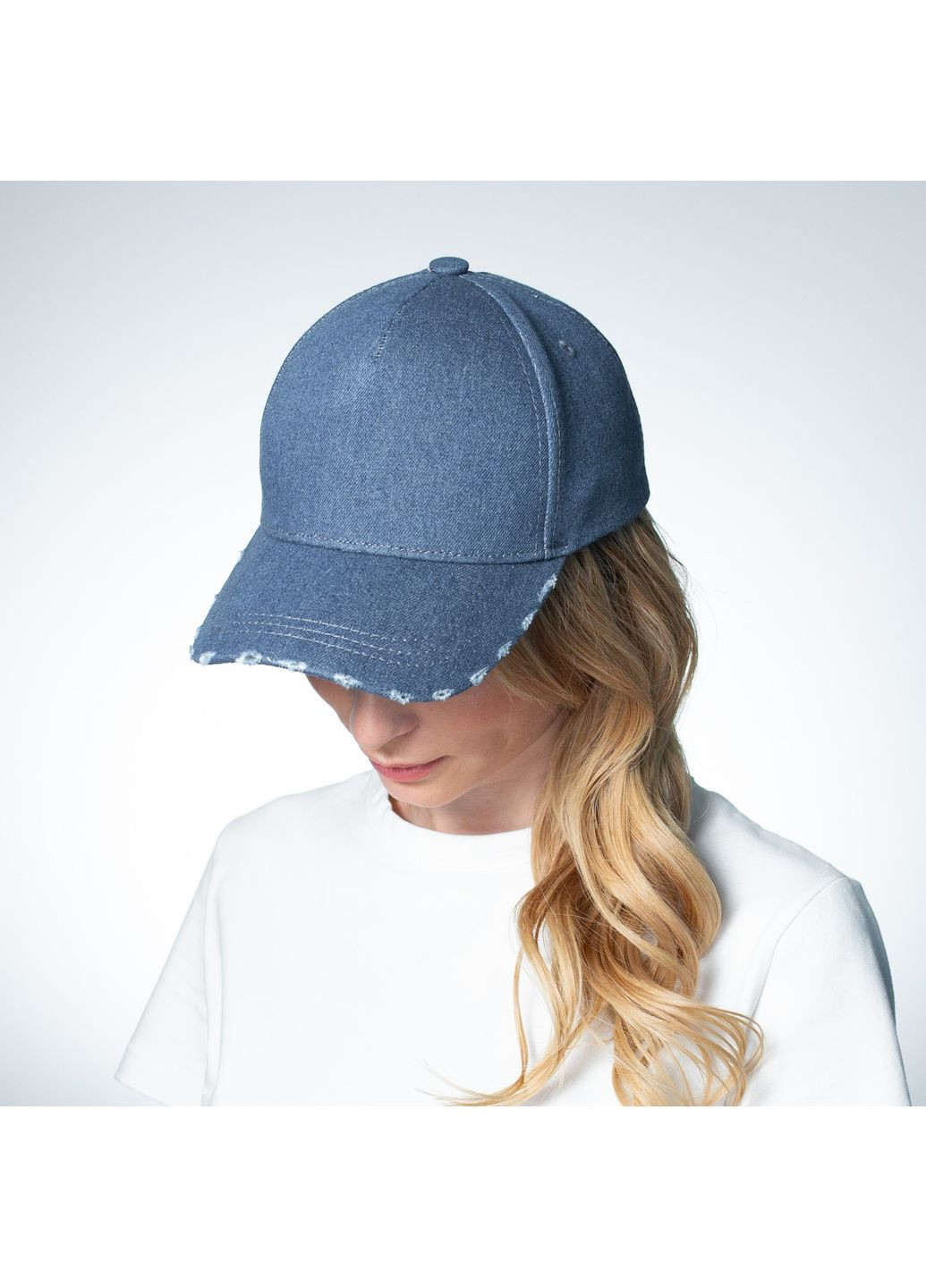 Бейсболка с регулятором женская джинс синяя ЗИГИ LuckyLOOK 409-972 (322791753)