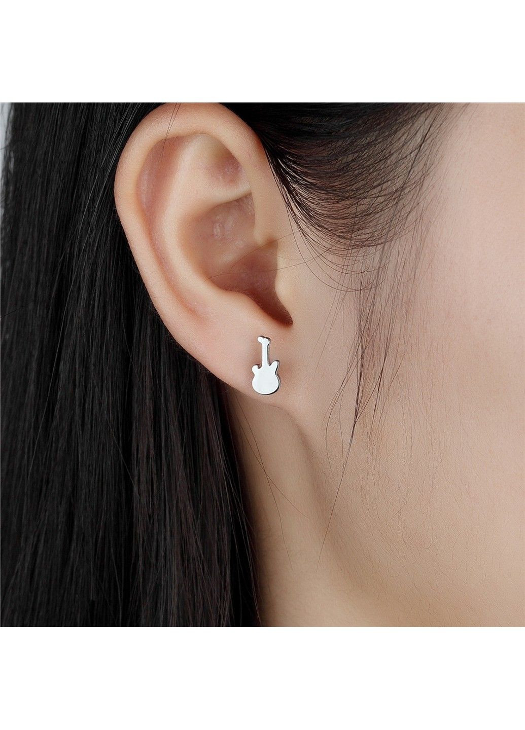 Сережки гітара з нержавіючої медичної сталі ES-114 No Brand (299330459)