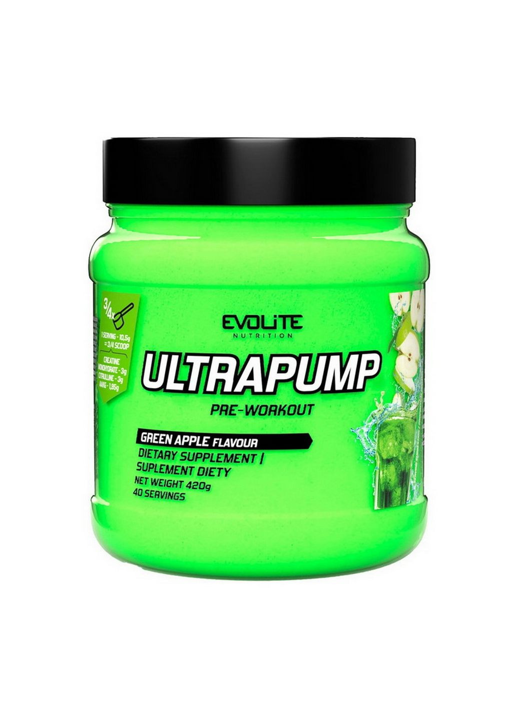 Предтренировочный комплекс Ultra Pump, 420 грамм Зеленое яблоко Evolite Nutrition (293482865)