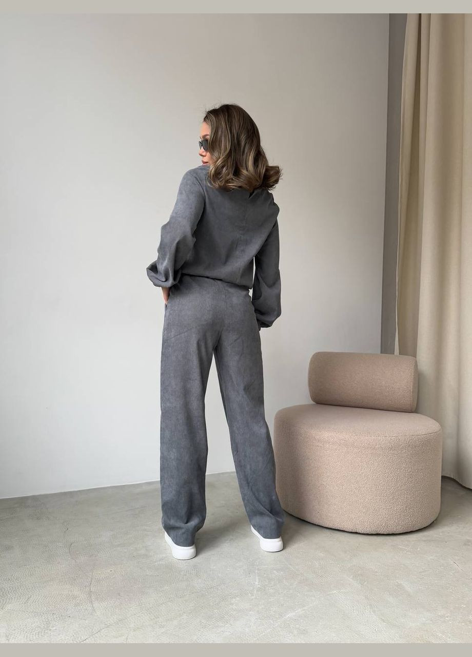 Женский брючный вельветовый элегантный костюм кежуал черный No Brand (315896781)