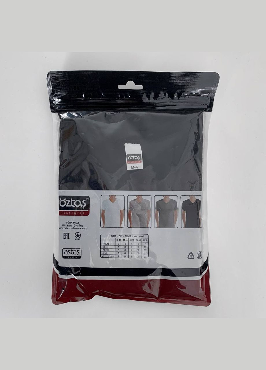 Чорна футболка чоловіча мис рібана чорна Oztas