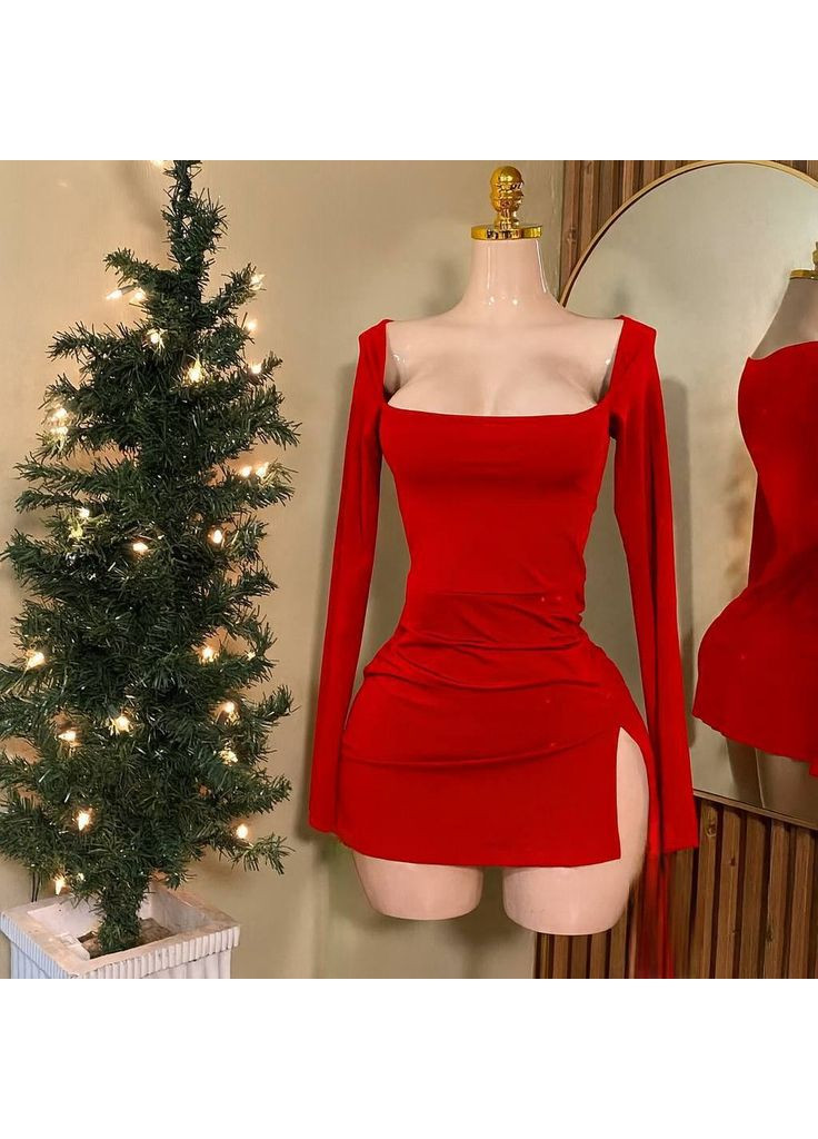 Червона святковий сукня-футляр з щільного креп-дайвінгу — заміри в описі силуетна DK/DL Мода без кордонів однотонна