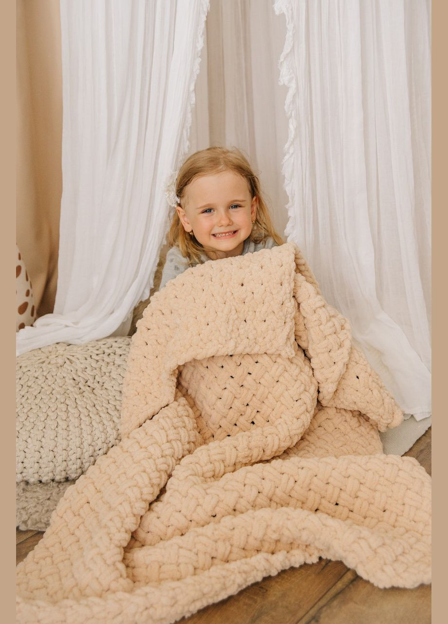 Вязаный плед покрывало в детскую кровать коляску девочке мальчику унисекс 80х100 см подарок на gender party No Brand (369505259)