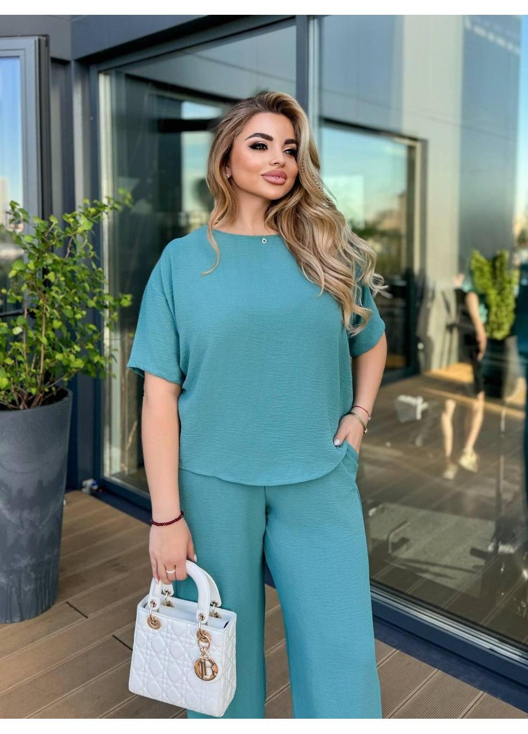 Идеальный свободный костюм, мод СЕН-178, мята, размер 48-50 No Brand (355469591)