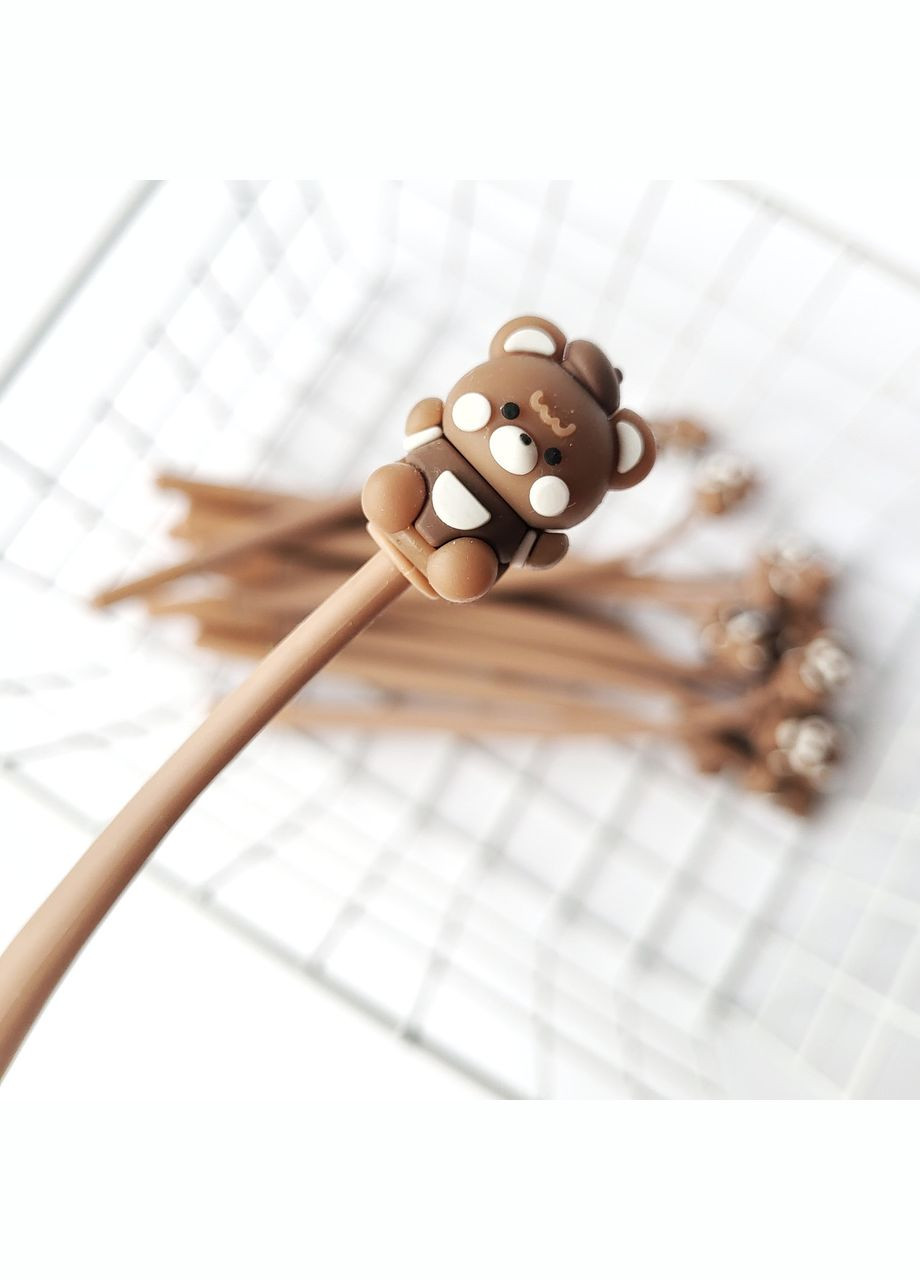 Гелева ручка в корейському стилі з об'ємною фігуркою ведмедика, чорна гелева паста, змінний стержень No Brand (320916937)