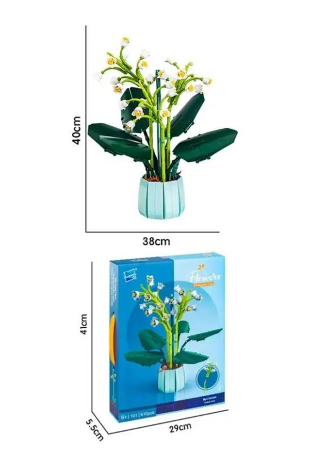 Конструктор 3D Колокольчатая Орхидея, 610 деталей, пластиковый, для развития, творчества и декора комнаты No Brand (364191402)