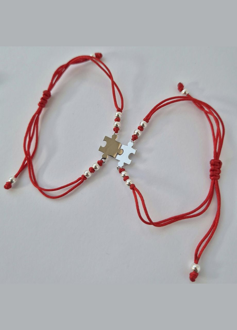 Срібні парні Червоні браслети Оберіг Пазл срібло 925 проби Родоване 75316 3.52г Nobrand (363969216)