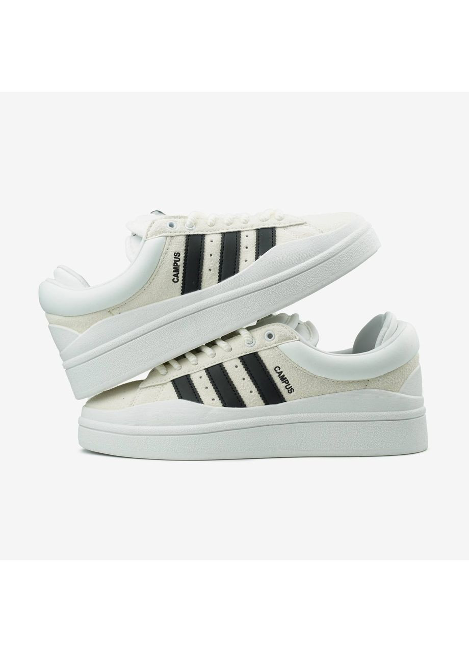 Чорні Осінні кросівки чоловічі adidas campus x bad bunny white black адідас кампус No Brand
