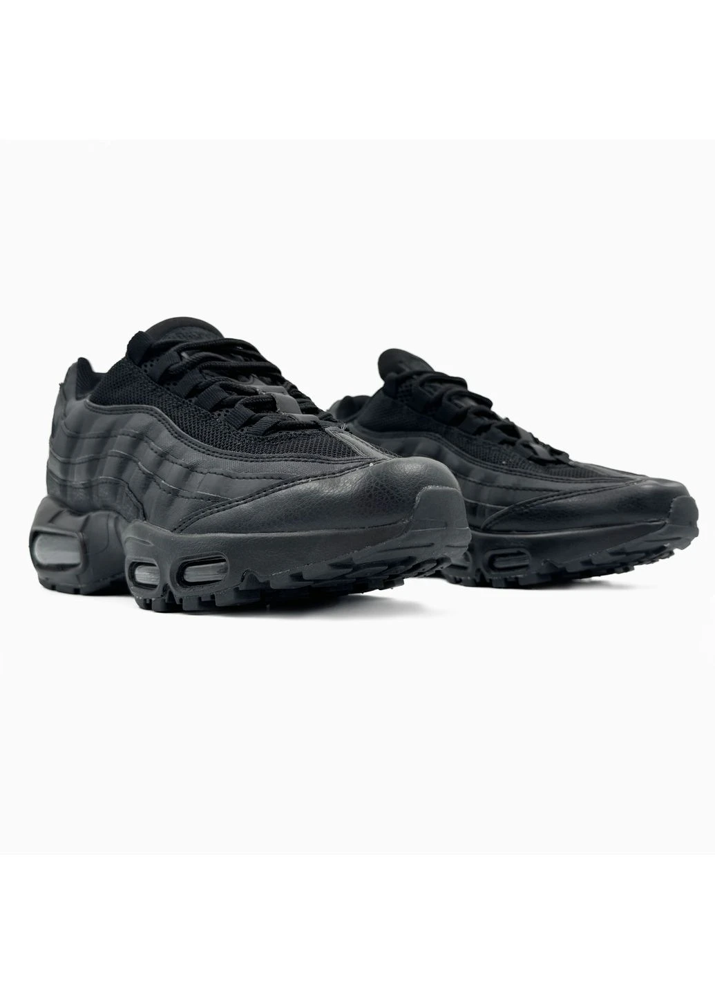 Черные демисезонные кроссовки мужские nike air max 95 black найк аир макс 95 черные No Brand