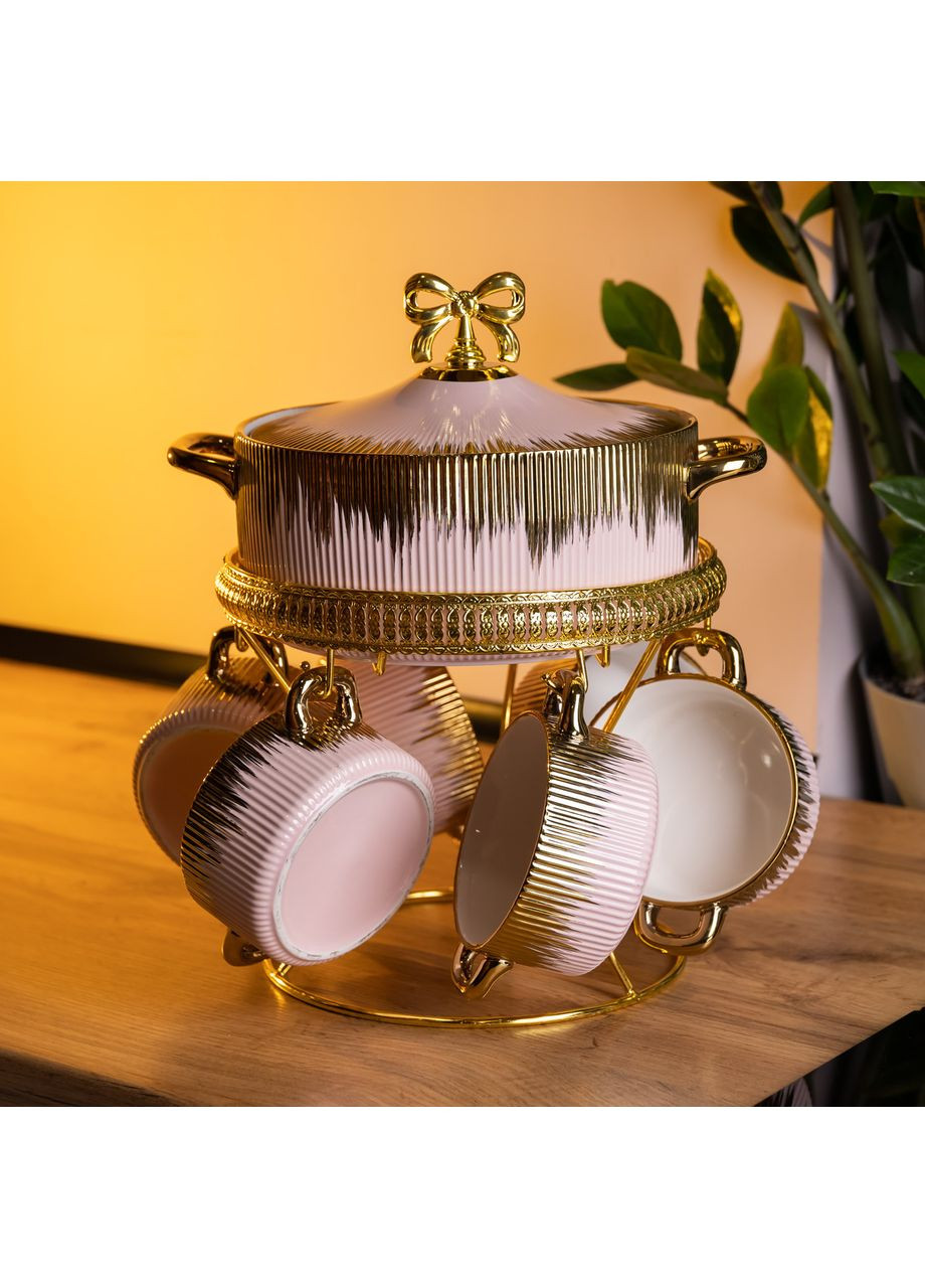 Суповой сервиз на 6 персон супница 2 (л) на подставке с бульонницами 400 (мл) тарелки для супа с золотом FM-A23-5 Yiwu (371346026)