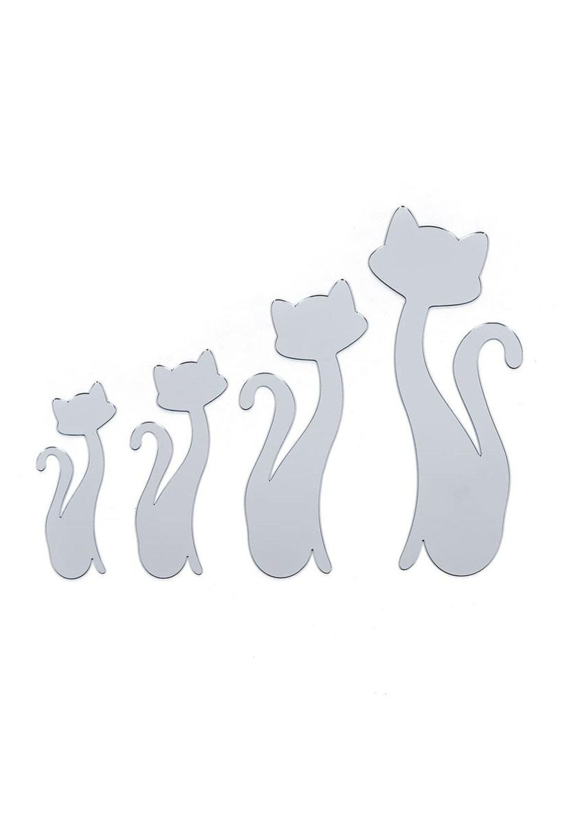 Зеркальный декор акриловый самоклеящийся Котики серебро, 4шт (D) SW-00002494 Sticker Wall (334879391)