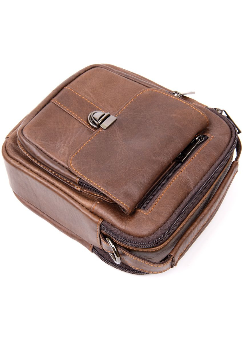 Сумка мужская через плечо кожаная на два отделения 20396 Коричневый Vintage (302008232)