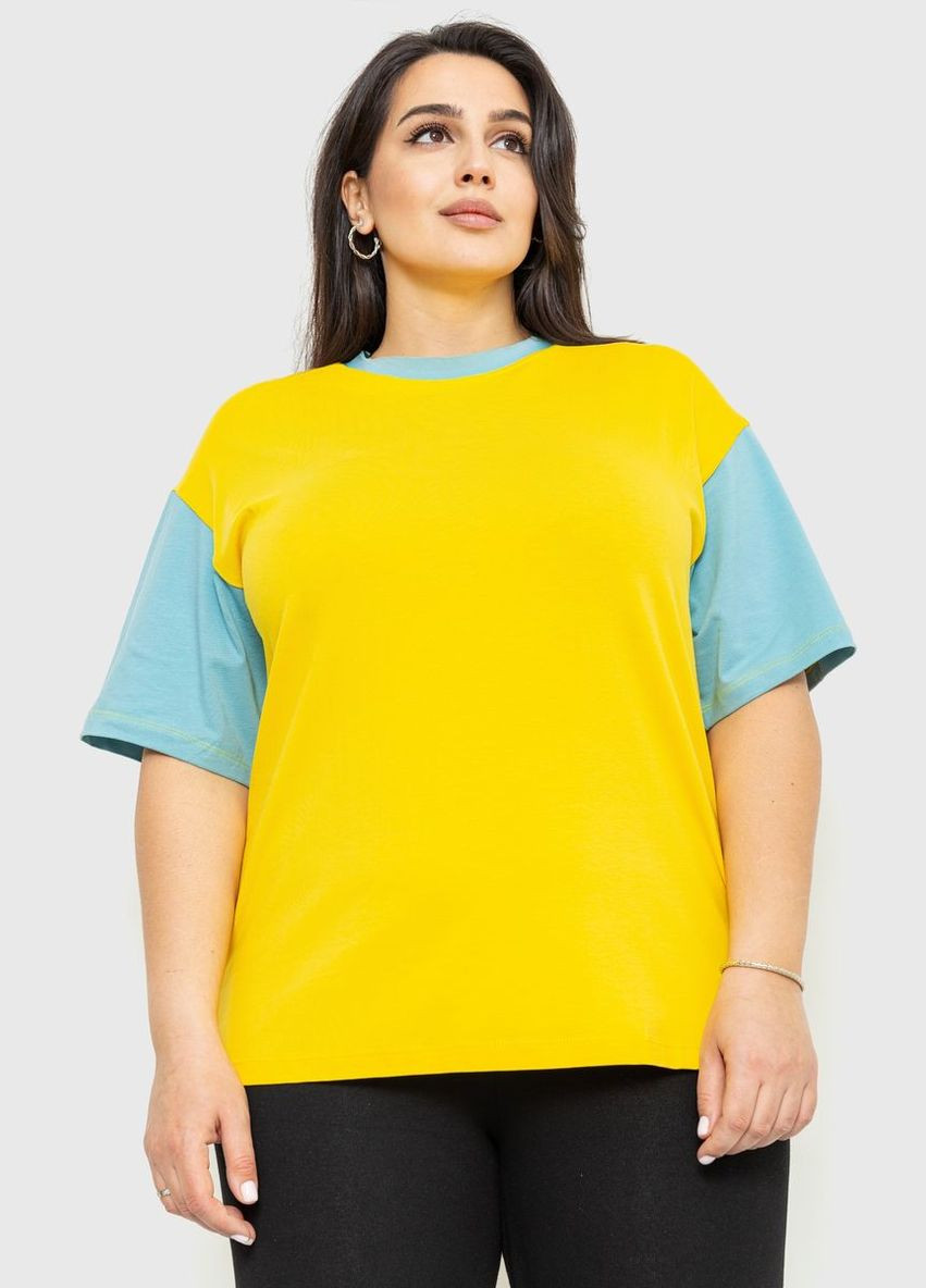 Комбінована демісезон футболка жіноча батал, колір жовто-блакитний, Ager
