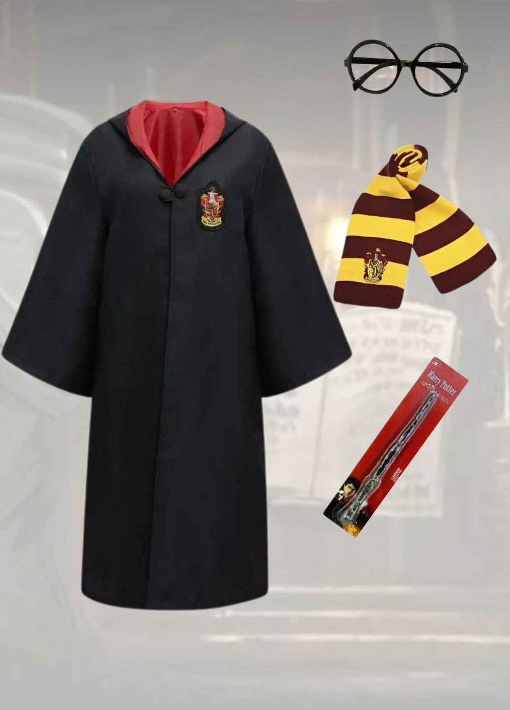 Костюм Гарри Поттер взрослый Гриффиндор мантия шарф очки и волшебная палочка My Kigu (363176507)