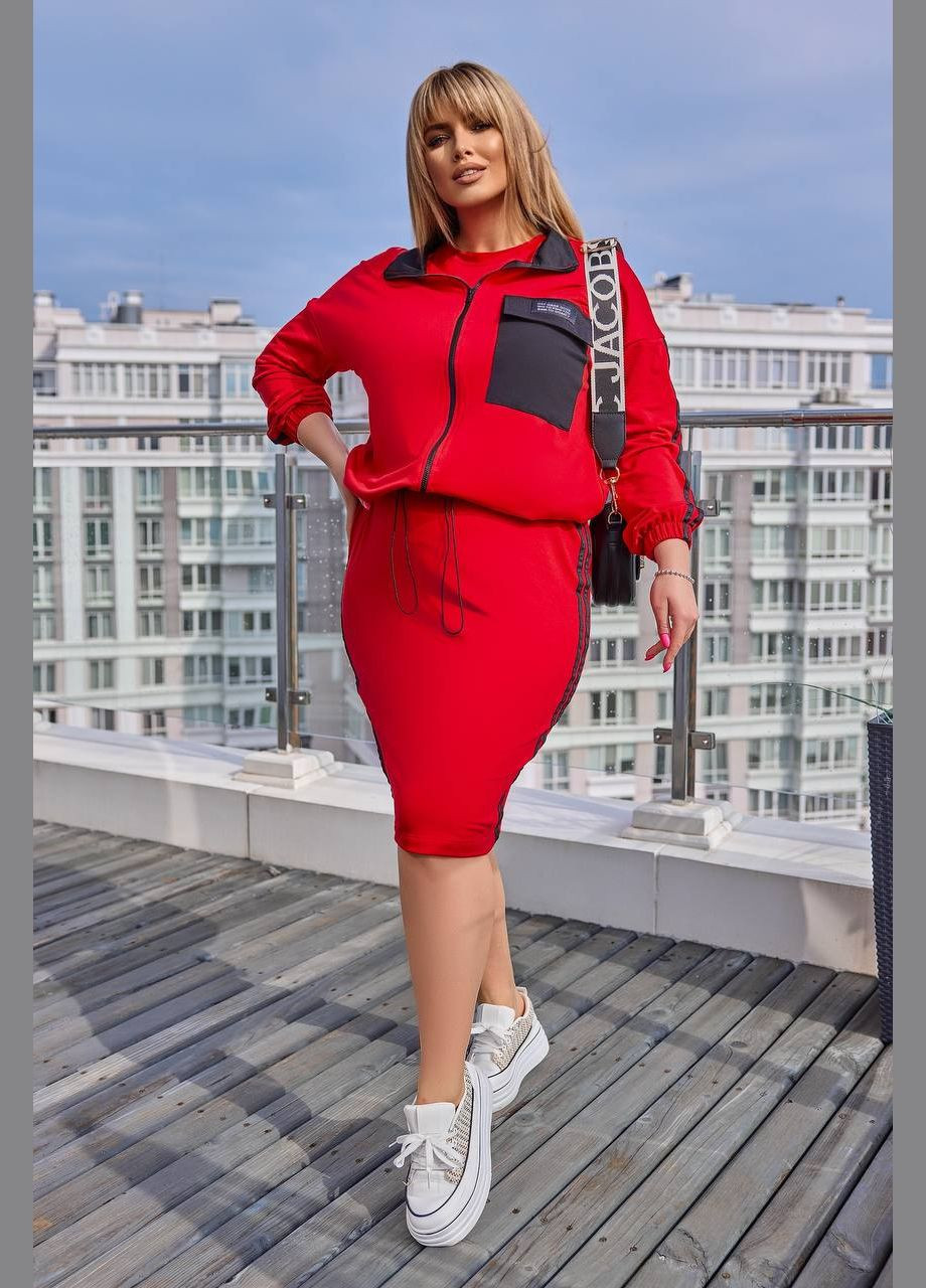 Женский костюм двойка платье и кофта цвет красный р.46/48 453740 New Trend (286330225)